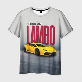 Мужская футболка 3D с принтом Итальянский суперкар Lambo Huracan в городе Новоалтайск, 100% полиэфир | прямой крой, круглый вырез горловины, длина до линии бедер | 