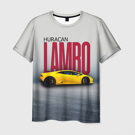 Мужская футболка 3D с принтом Итальянский гиперкар Lambo Huracan в городе Новоалтайск, 100% полиэфир | прямой крой, круглый вырез горловины, длина до линии бедер | 