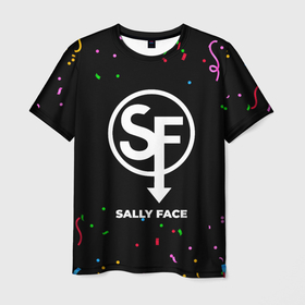 Мужская футболка 3D с принтом Sally Face конфети в городе Новоалтайск, 100% полиэфир | прямой крой, круглый вырез горловины, длина до линии бедер | Тематика изображения на принте: 