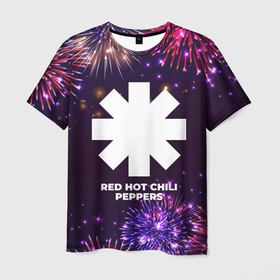 Мужская футболка 3D с принтом Праздничный Red Hot Chili Peppers в городе Новоалтайск, 100% полиэфир | прямой крой, круглый вырез горловины, длина до линии бедер | Тематика изображения на принте: 