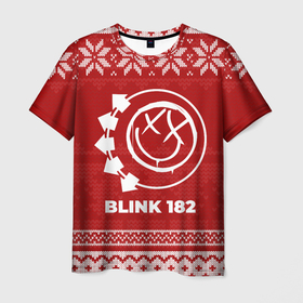 Мужская футболка 3D с принтом Новогодний Blink 182 в Ухте, 100% полиэфир | прямой крой, круглый вырез горловины, длина до линии бедер | 