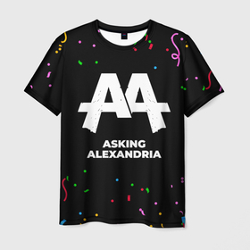 Мужская футболка 3D с принтом Asking Alexandria конфети в городе Новоалтайск, 100% полиэфир | прямой крой, круглый вырез горловины, длина до линии бедер | Тематика изображения на принте: 