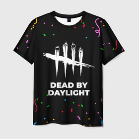 Мужская футболка 3D с принтом Dead by Daylight конфети в городе Новоалтайск, 100% полиэфир | прямой крой, круглый вырез горловины, длина до линии бедер | Тематика изображения на принте: 