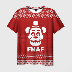 Мужская футболка 3D с принтом Новогодний FNAF в городе Новоалтайск, 100% полиэфир | прямой крой, круглый вырез горловины, длина до линии бедер | 