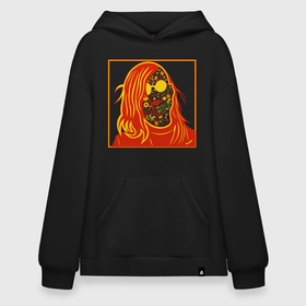 Худи SuperOversize хлопок с принтом Егор Летов хохлома в Ухте, 70% хлопок, 30% полиэстер, мягкий начес внутри | карман-кенгуру, эластичная резинка на манжетах и по нижней кромке, двухслойный капюшон
 | 