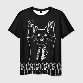 Мужская футболка 3D с принтом Kasabian: cat rock в Архангельске, 100% полиэфир | прямой крой, круглый вырез горловины, длина до линии бедер | Тематика изображения на принте: 