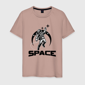 Мужская футболка хлопок с принтом Space mood в Ухте, 100% хлопок | прямой крой, круглый вырез горловины, длина до линии бедер, слегка спущенное плечо. | Тематика изображения на принте: 