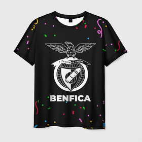 Мужская футболка 3D с принтом Benfica конфети в городе Новоалтайск, 100% полиэфир | прямой крой, круглый вырез горловины, длина до линии бедер | Тематика изображения на принте: 