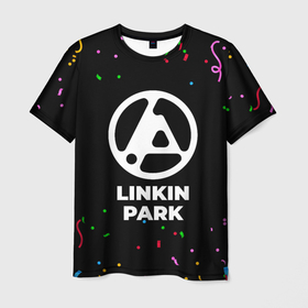 Мужская футболка 3D с принтом Linkin Park 2024 конфети в городе Новоалтайск, 100% полиэфир | прямой крой, круглый вырез горловины, длина до линии бедер | Тематика изображения на принте: 