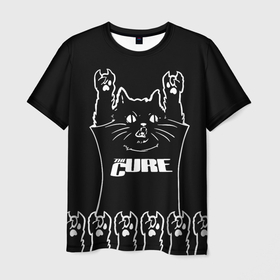 Мужская футболка 3D с принтом The Cure: cat rock в Петрозаводске, 100% полиэфир | прямой крой, круглый вырез горловины, длина до линии бедер | Тематика изображения на принте: 