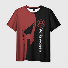 Мужская футболка 3D с принтом Volkswagen и череп в городе Новоалтайск, 100% полиэфир | прямой крой, круглый вырез горловины, длина до линии бедер | 