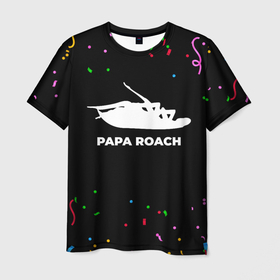 Мужская футболка 3D с принтом Papa Roach конфети в городе Новоалтайск, 100% полиэфир | прямой крой, круглый вырез горловины, длина до линии бедер | Тематика изображения на принте: 