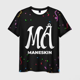 Мужская футболка 3D с принтом Maneskin конфети в городе Новоалтайск, 100% полиэфир | прямой крой, круглый вырез горловины, длина до линии бедер | Тематика изображения на принте: 