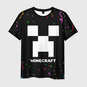 Мужская футболка 3D с принтом Minecraft конфети в городе Новоалтайск, 100% полиэфир | прямой крой, круглый вырез горловины, длина до линии бедер | Тематика изображения на принте: 