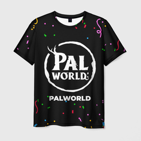 Мужская футболка 3D с принтом Palworld конфети в городе Новоалтайск, 100% полиэфир | прямой крой, круглый вырез горловины, длина до линии бедер | Тематика изображения на принте: 
