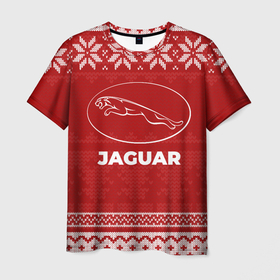Мужская футболка 3D с принтом Новогодний Jaguar в Петрозаводске, 100% полиэфир | прямой крой, круглый вырез горловины, длина до линии бедер | Тематика изображения на принте: 