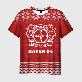 Мужская футболка 3D с принтом Новогодний Bayer 04 в городе Новоалтайск, 100% полиэфир | прямой крой, круглый вырез горловины, длина до линии бедер | 
