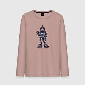 Мужской лонгслив хлопок с принтом Винтажный серый робот в городе Новоалтайск, 100% хлопок |  | 