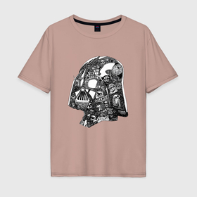 Мужская футболка хлопок Oversize с принтом Dark side карандаш в городе Новоалтайск, 100% хлопок | свободный крой, круглый ворот, “спинка” длиннее передней части | 