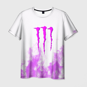 Мужская футболка 3D с принтом Monster energy neon flame в Курске, 100% полиэфир | прямой крой, круглый вырез горловины, длина до линии бедер | 
