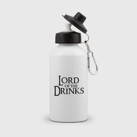 Бутылка спортивная с принтом Logo Lord of the drinks мем в городе Новоалтайск, металл | емкость — 500 мл, в комплекте две пластиковые крышки и карабин для крепления | 