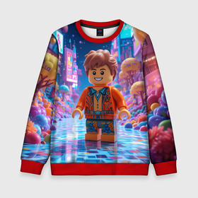 Детский свитшот 3D с принтом Roblox в неоновом городе в городе Новоалтайск, 100% полиэстер | свободная посадка, прямой крой, мягкая тканевая резинка на рукавах и понизу свитшота | 
