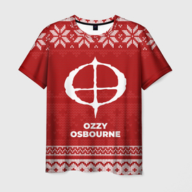 Мужская футболка 3D с принтом Новогодний Ozzy Osbourne в Ухте, 100% полиэфир | прямой крой, круглый вырез горловины, длина до линии бедер | 