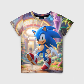 Детская футболка 3D с принтом Sonic фантастический мир в городе Новоалтайск, 100% гипоаллергенный полиэфир | прямой крой, круглый вырез горловины, длина до линии бедер, чуть спущенное плечо, ткань немного тянется | 