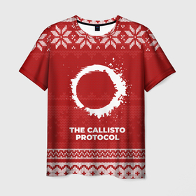 Мужская футболка 3D с принтом Новогодний The Callisto Protocol в городе Новоалтайск, 100% полиэфир | прямой крой, круглый вырез горловины, длина до линии бедер | 