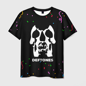 Мужская футболка 3D с принтом Deftones конфети в Кировске, 100% полиэфир | прямой крой, круглый вырез горловины, длина до линии бедер | Тематика изображения на принте: 