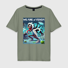 Мужская футболка хлопок Oversize с принтом Rick and Venom   ai art fantasy в Петрозаводске, 100% хлопок | свободный крой, круглый ворот, “спинка” длиннее передней части | Тематика изображения на принте: 