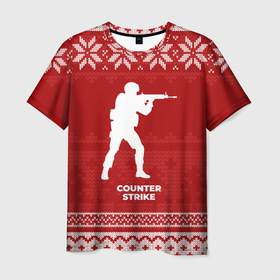 Мужская футболка 3D с принтом Новогодний Counter Strike в городе Новоалтайск, 100% полиэфир | прямой крой, круглый вырез горловины, длина до линии бедер | 