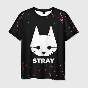 Мужская футболка 3D с принтом Stray конфети в Кировске, 100% полиэфир | прямой крой, круглый вырез горловины, длина до линии бедер | Тематика изображения на принте: 