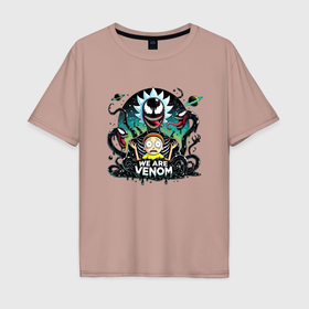Мужская футболка хлопок Oversize с принтом Rick and Morty   Venom slime в Петрозаводске, 100% хлопок | свободный крой, круглый ворот, “спинка” длиннее передней части | Тематика изображения на принте: 
