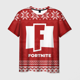 Мужская футболка 3D с принтом Новогодний Fortnite в городе Новоалтайск, 100% полиэфир | прямой крой, круглый вырез горловины, длина до линии бедер | 