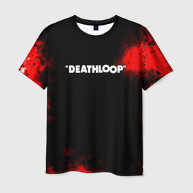 Мужская футболка 3D с принтом Deathloop краски в Ухте, 100% полиэфир | прямой крой, круглый вырез горловины, длина до линии бедер | 