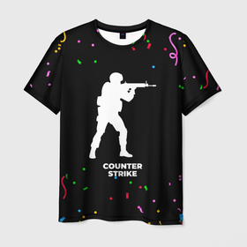 Мужская футболка 3D с принтом Counter Strike конфети в городе Новоалтайск, 100% полиэфир | прямой крой, круглый вырез горловины, длина до линии бедер | Тематика изображения на принте: 