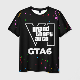 Мужская футболка 3D с принтом GTA6 конфети в городе Новоалтайск, 100% полиэфир | прямой крой, круглый вырез горловины, длина до линии бедер | Тематика изображения на принте: 