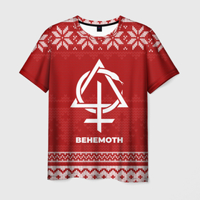 Мужская футболка 3D с принтом Новогодний Behemoth в городе Новоалтайск, 100% полиэфир | прямой крой, круглый вырез горловины, длина до линии бедер | 