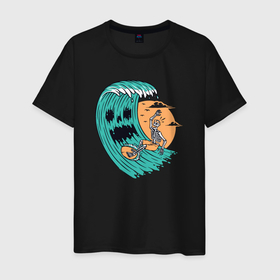 Мужская футболка хлопок с принтом Skeletor surfer , 100% хлопок | прямой крой, круглый вырез горловины, длина до линии бедер, слегка спущенное плечо. | Тематика изображения на принте: 