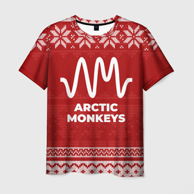 Мужская футболка 3D с принтом Новогодний Arctic Monkeys в городе Новоалтайск, 100% полиэфир | прямой крой, круглый вырез горловины, длина до линии бедер | 