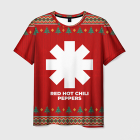 Мужская футболка 3D с принтом Red Hot Chili Peppers new year в городе Новоалтайск, 100% полиэфир | прямой крой, круглый вырез горловины, длина до линии бедер | Тематика изображения на принте: 