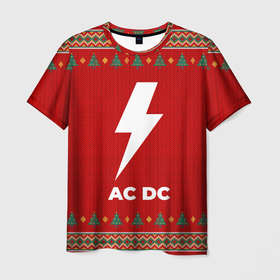 Мужская футболка 3D с принтом AC DC new year в Архангельске, 100% полиэфир | прямой крой, круглый вырез горловины, длина до линии бедер | Тематика изображения на принте: 