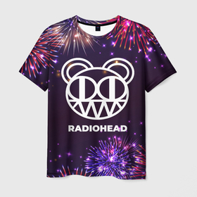 Мужская футболка 3D с принтом Праздничный Radiohead в городе Новоалтайск, 100% полиэфир | прямой крой, круглый вырез горловины, длина до линии бедер | 