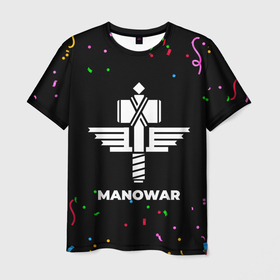Мужская футболка 3D с принтом Manowar конфети в Кировске, 100% полиэфир | прямой крой, круглый вырез горловины, длина до линии бедер | Тематика изображения на принте: 
