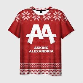 Мужская футболка 3D с принтом Новогодний Asking Alexandria в городе Новоалтайск, 100% полиэфир | прямой крой, круглый вырез горловины, длина до линии бедер | 