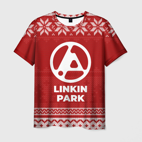 Мужская футболка 3D с принтом Новогодний Linkin Park 2024 в городе Новоалтайск, 100% полиэфир | прямой крой, круглый вырез горловины, длина до линии бедер | 