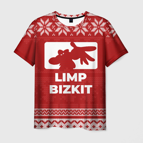 Мужская футболка 3D с принтом Новогодний Limp Bizkit в городе Новоалтайск, 100% полиэфир | прямой крой, круглый вырез горловины, длина до линии бедер | 