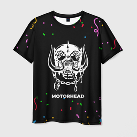 Мужская футболка 3D с принтом Motorhead конфети в Кировске, 100% полиэфир | прямой крой, круглый вырез горловины, длина до линии бедер | Тематика изображения на принте: 