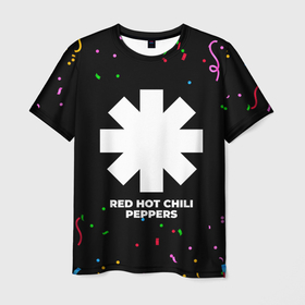 Мужская футболка 3D с принтом Red Hot Chili Peppers конфети в Кировске, 100% полиэфир | прямой крой, круглый вырез горловины, длина до линии бедер | Тематика изображения на принте: 